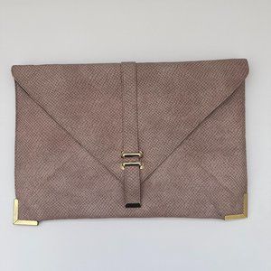 Asos Brown/Taupe Envelope Clutch With Gold Detail